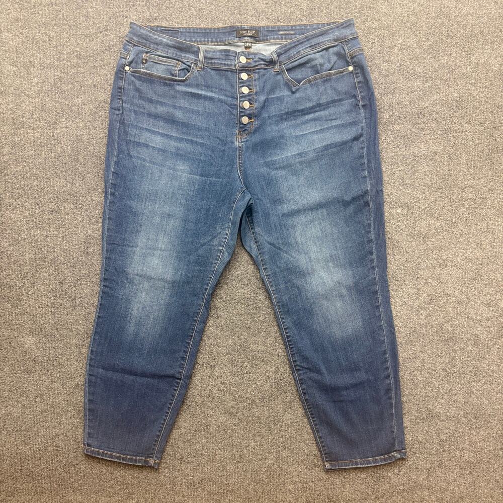 Judy Blue Boyfriend Jeans High Waist Button Fly Relaxed Fit Stretch Denim 24W